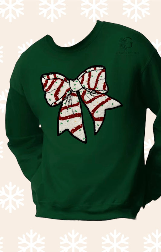 Coquette Christmas Snack Bow Crewneck_Chenille Patch