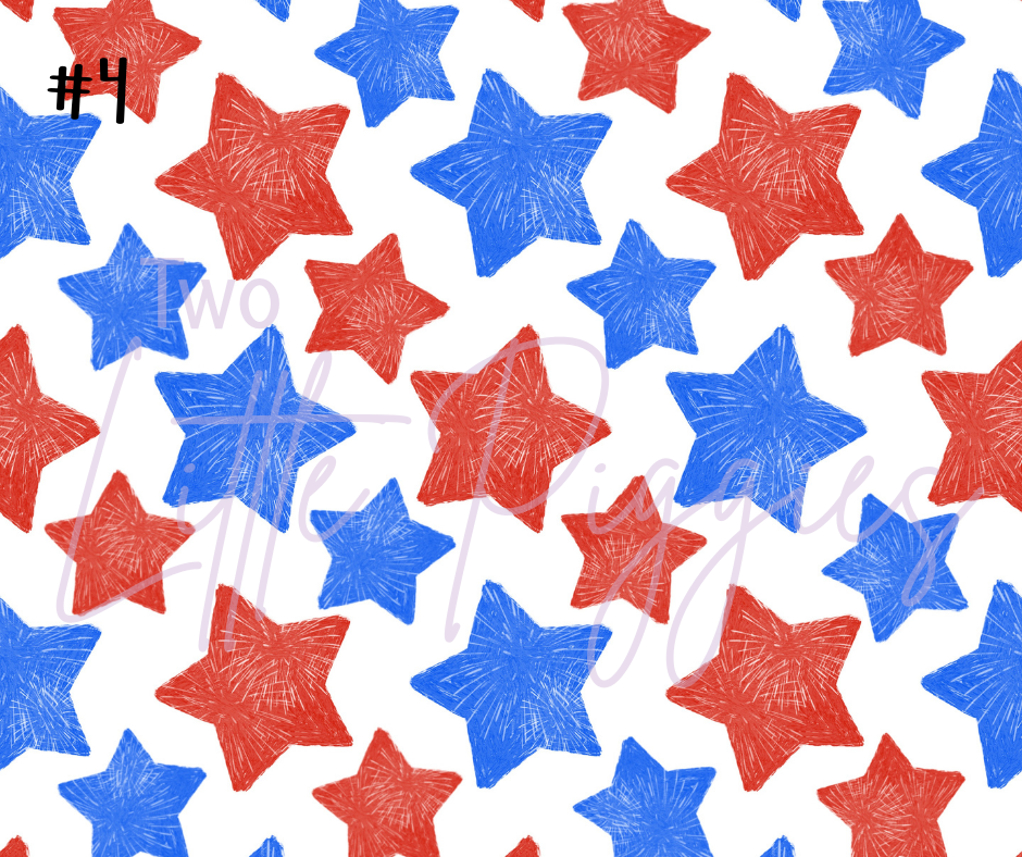 Printed Vinyl - 4th of July - Stars and Bows