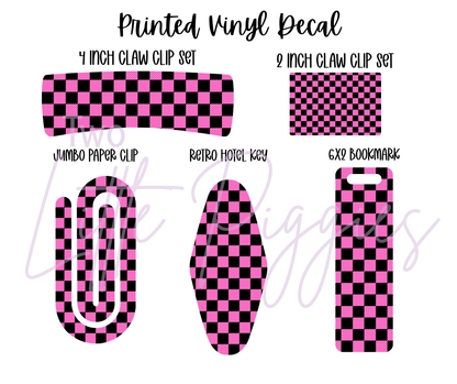 Printed Vinyl -  Pink and Black Checkered