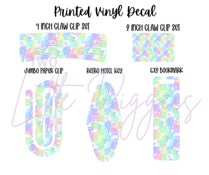 Printed Vinyl - Pastel Rainbow F*** on White Checker