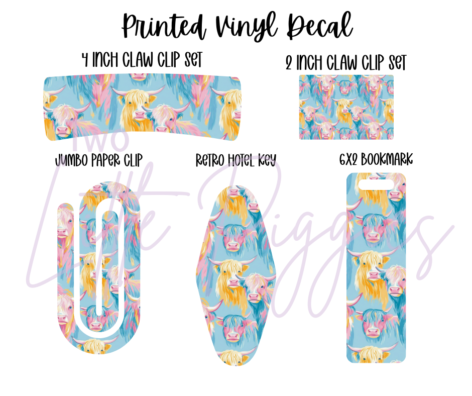 Printed Vinyl - Pastel Highland Cow