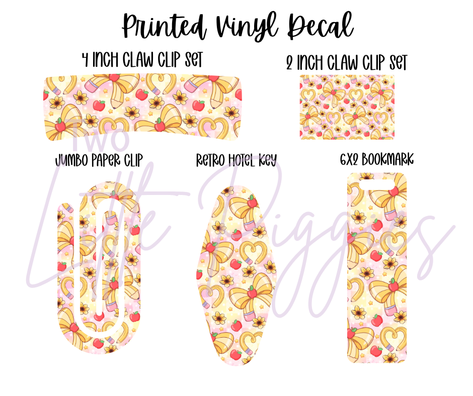 Printed Vinyl - Back to School - Heart Pencil Bow
