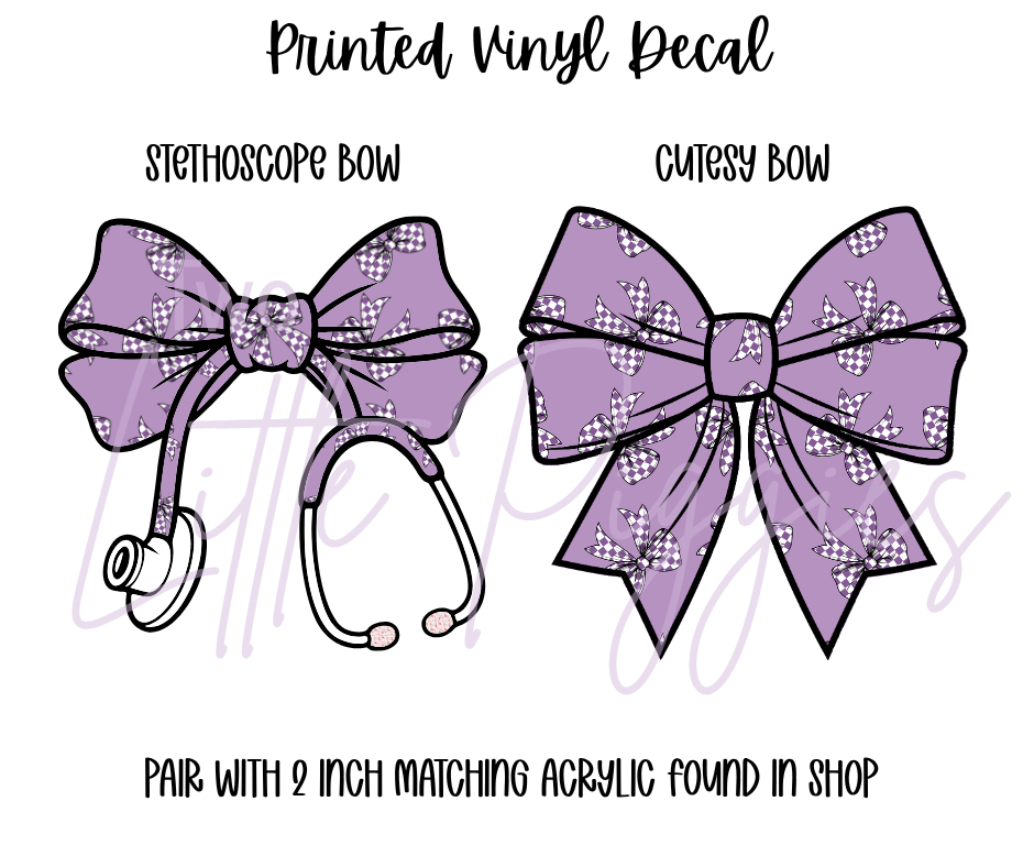 Printed Vinyl - Purple Checkered Bows