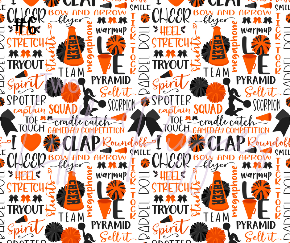 Printed Vinyl - Cheer - Orange and Black