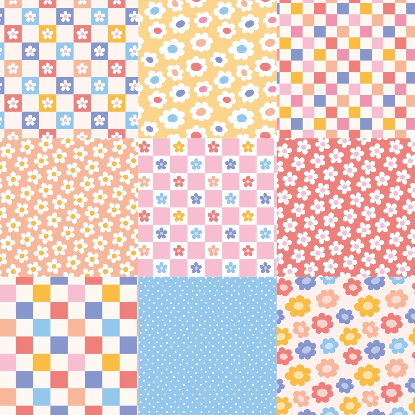 Printed Vinyl - Checkers and Flowers