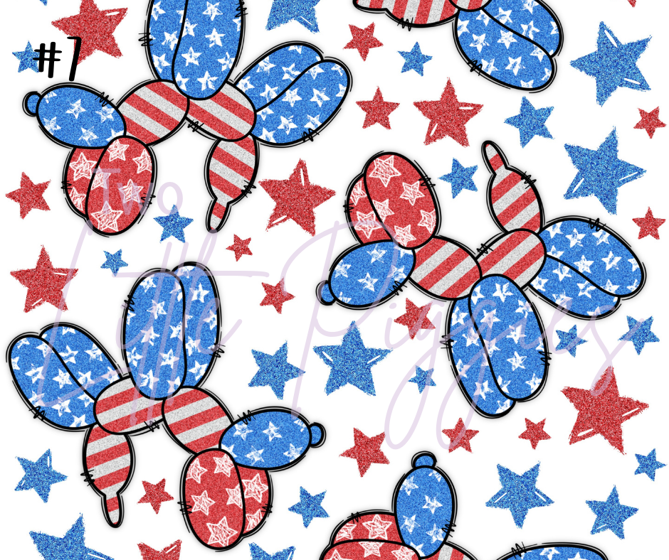 Printed Vinyl - 4th of July - Stars and Bows
