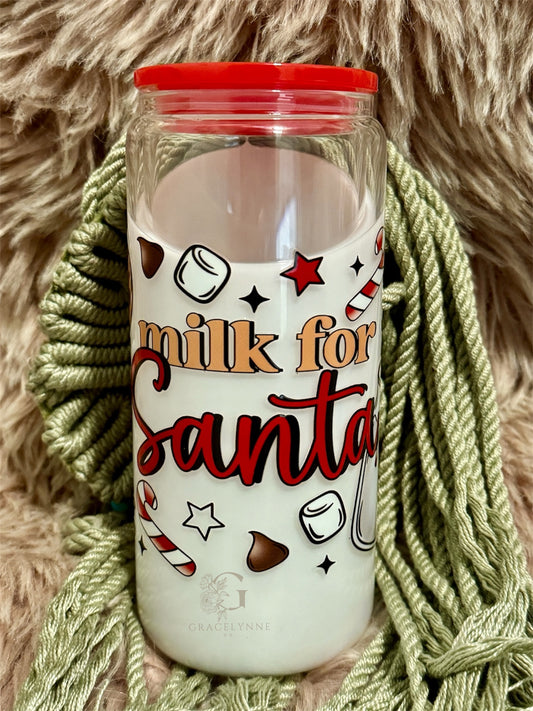 Milk for Santa - 16 oz Glass Liquidglobe