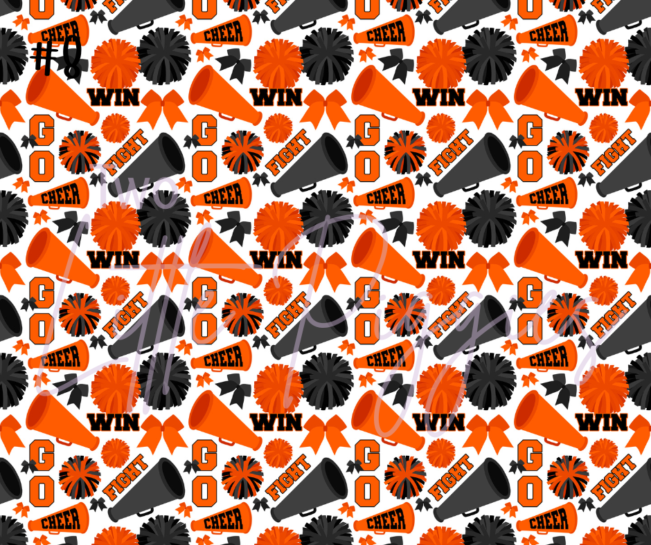 Printed Vinyl - Cheer - Orange and Black