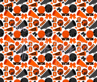 Printed Vinyl - Cheer - Orange and Black