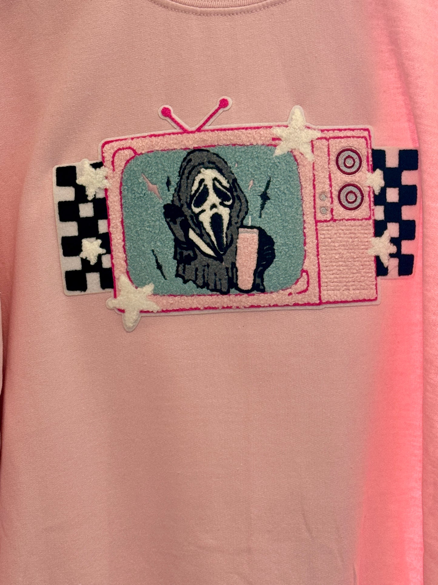 XL Light Pink No You Hang Up Crewneck_Chenille Patch