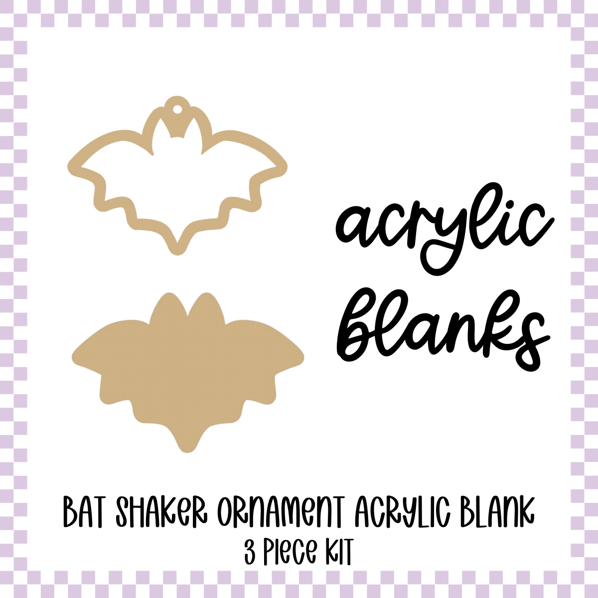 Acrylic Blank - Shaker/Snow Globe- Bat Ornament/Keychain