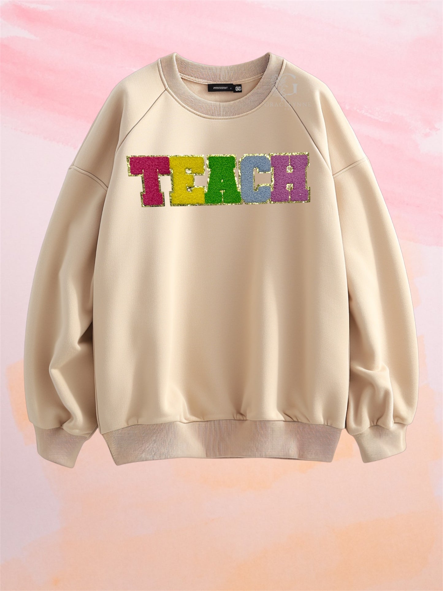 Rainbow Teach Crewneck_Chenille Patch