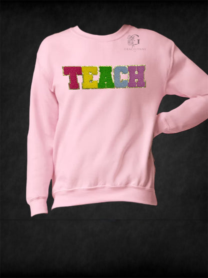 Rainbow Teach Crewneck_Chenille Patch