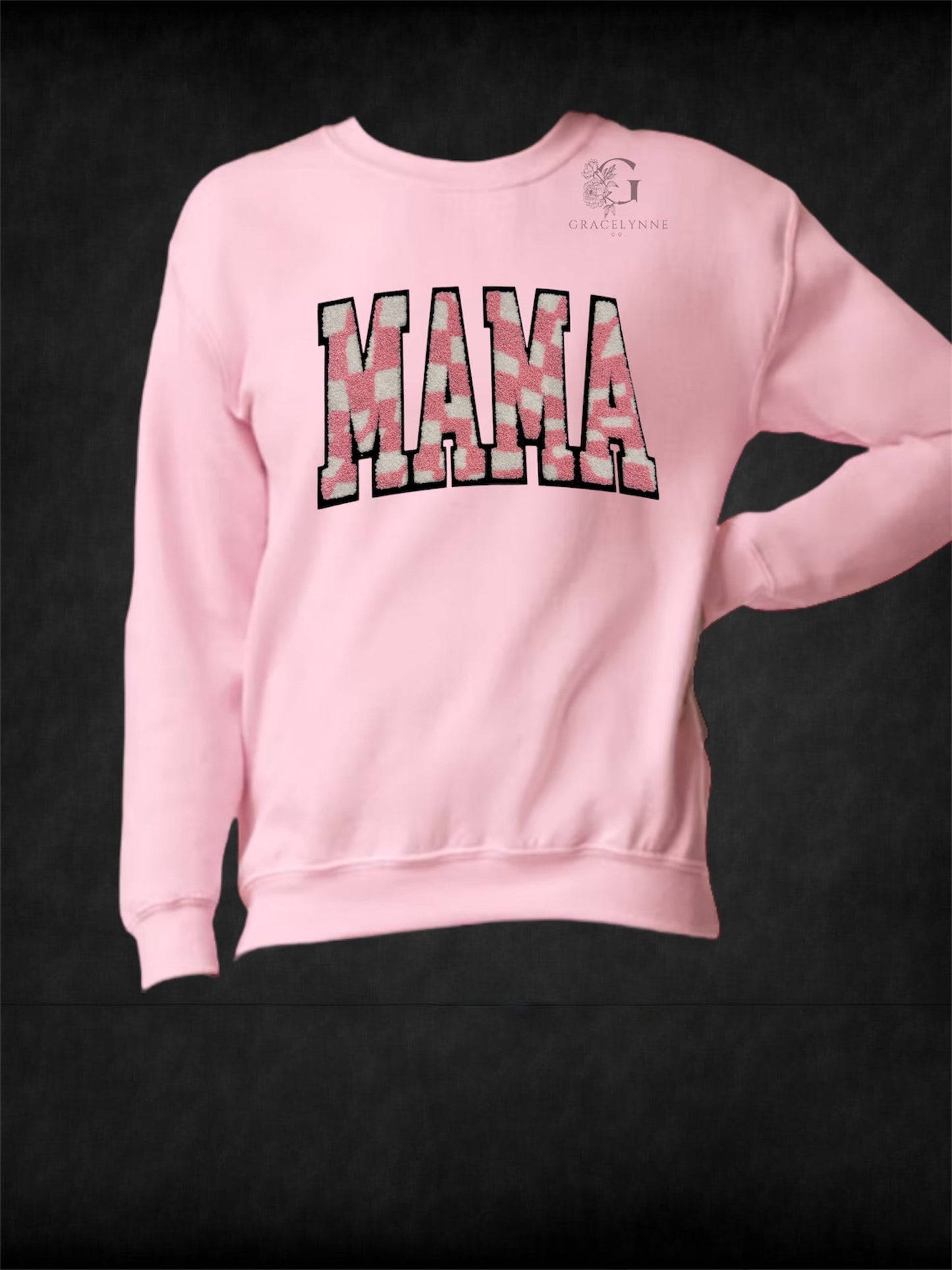 Mama Checkered Crewneck_Chenille Patch