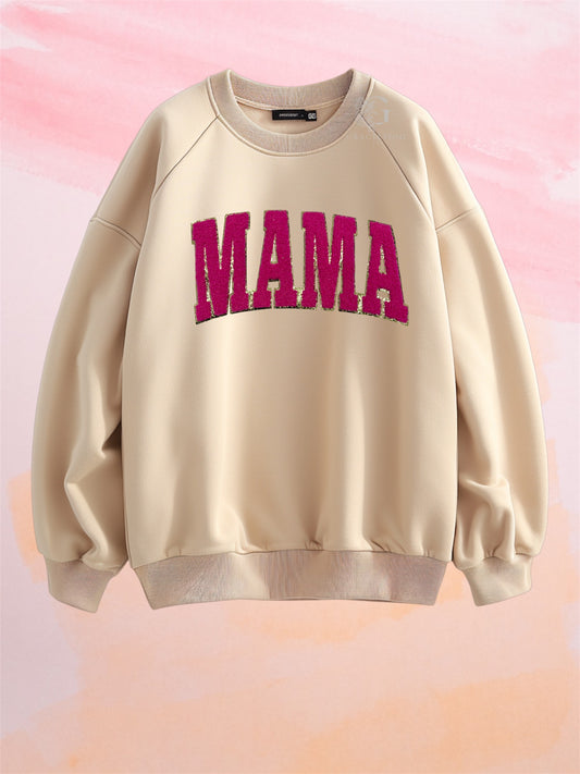 Mama Hot Pink Crewneck_Chenille Patch