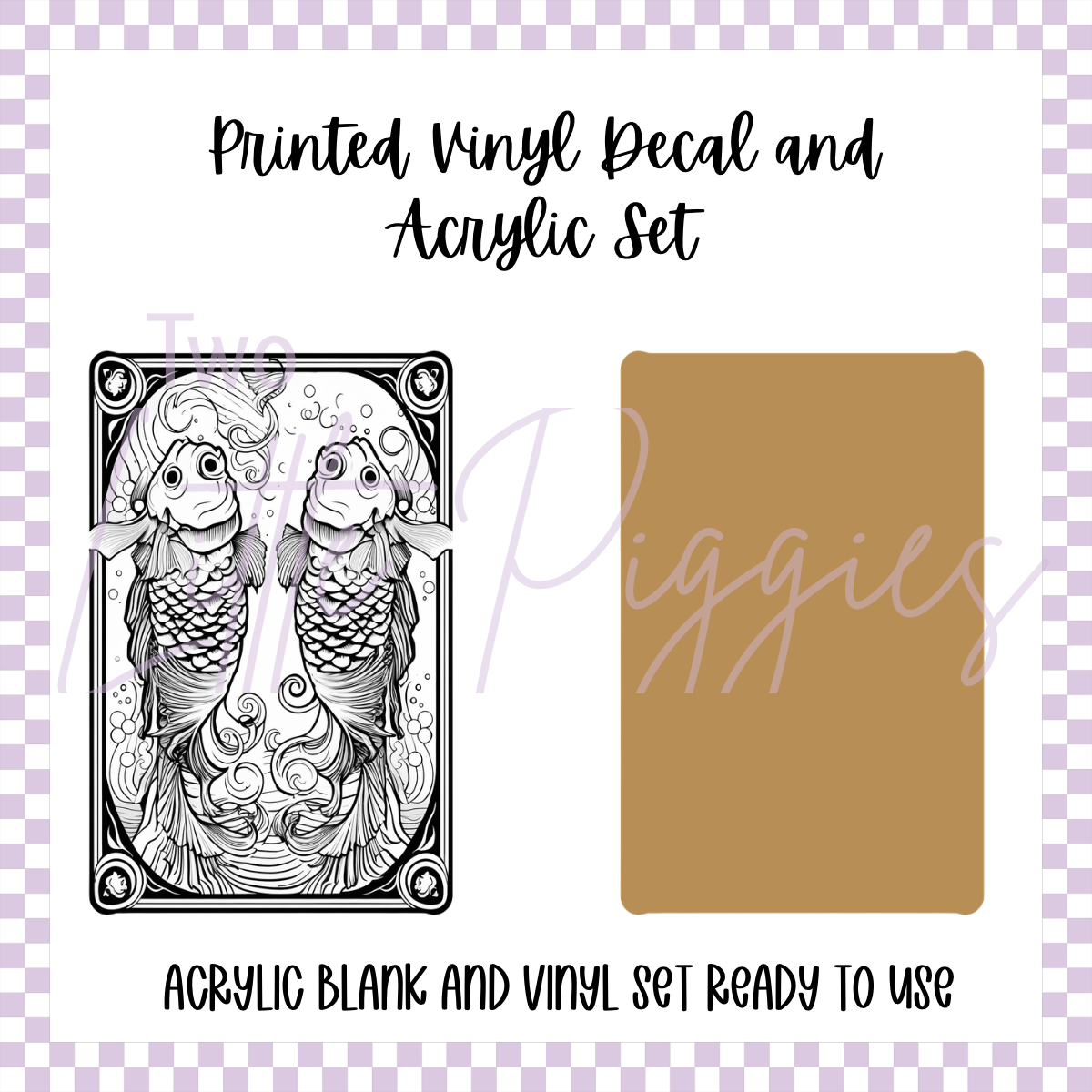 Printed Vinyl and Acrylic Set - Zodiac Card Pisces