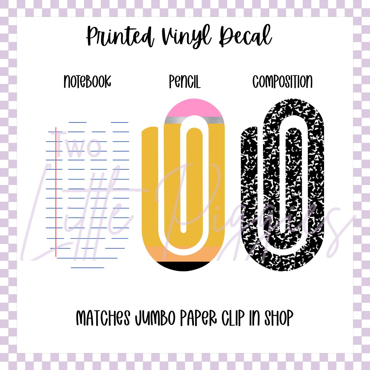 Printed Vinyl - Back to School Jumbo Paper Clips