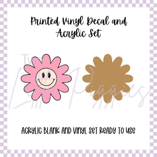 Printed Vinyl and Acrylic Set - Retro Flower