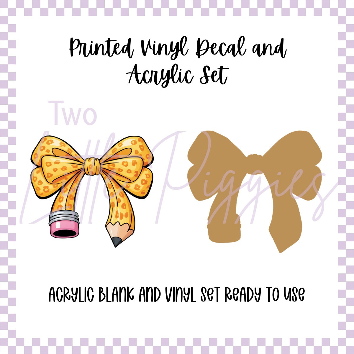 Printed Vinyl and Acrylic Set - Leopard School Bow