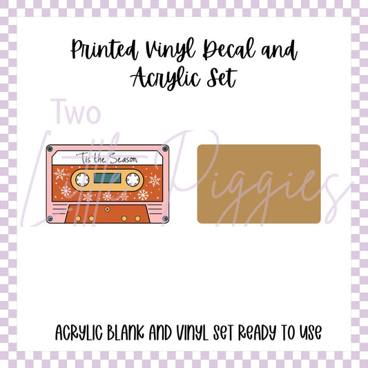 Printed Vinyl and Acrylic Set - Retro Christmas Cassette