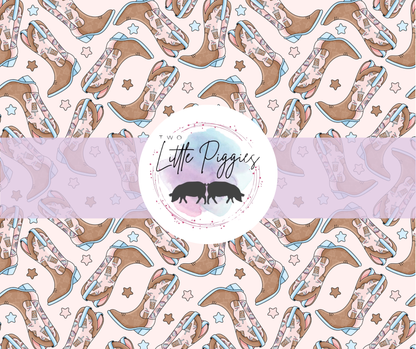 Printed Vinyl - Cowgirl Boots - Coffee