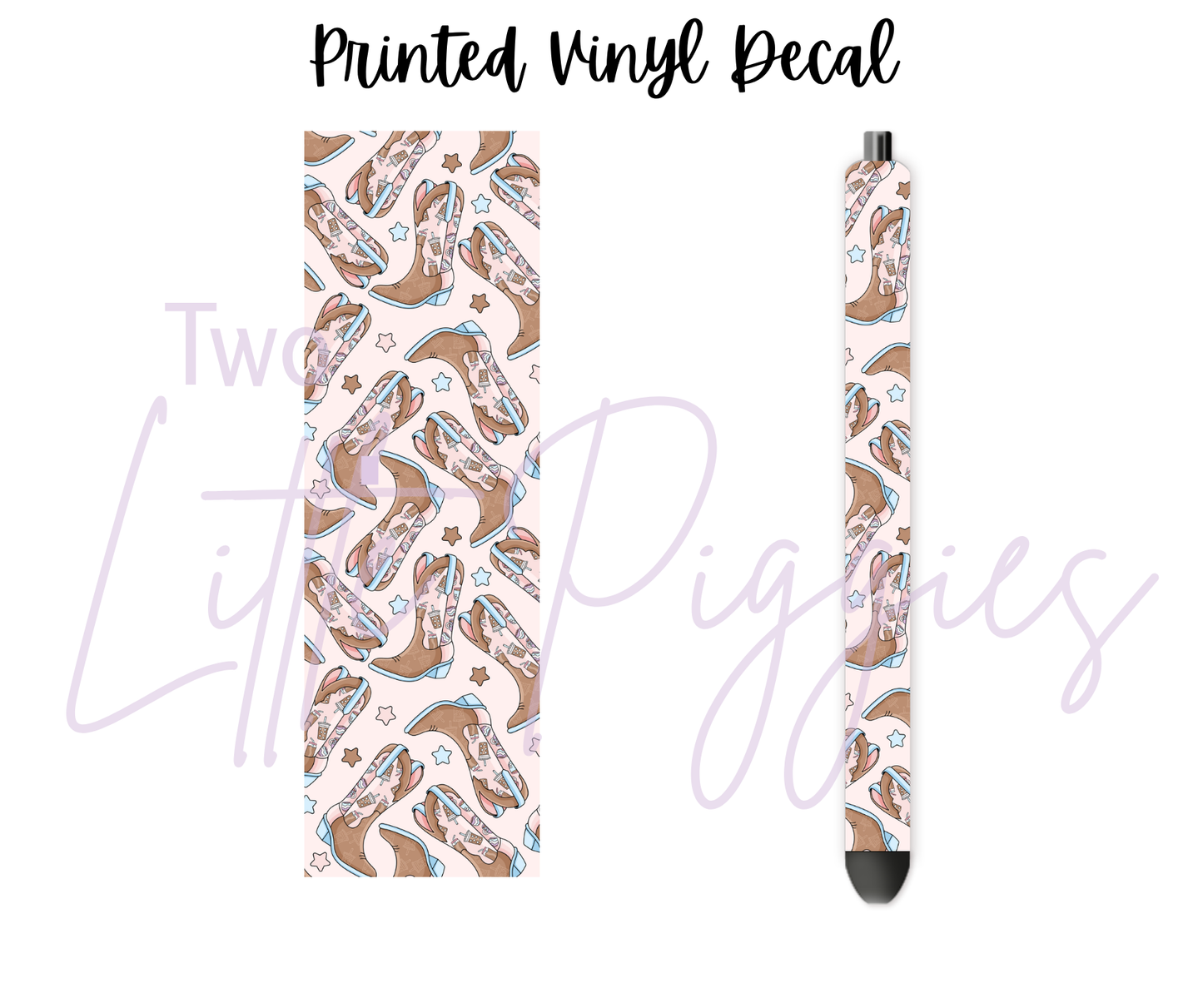 Printed Vinyl - Cowgirl Boots - Coffee
