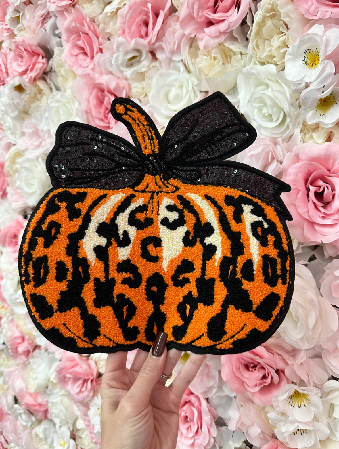 Leopard Pumpkin Crewneck_Chenille Patch