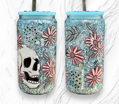 Daisy Skull - 16 oz Glass Snowglobe